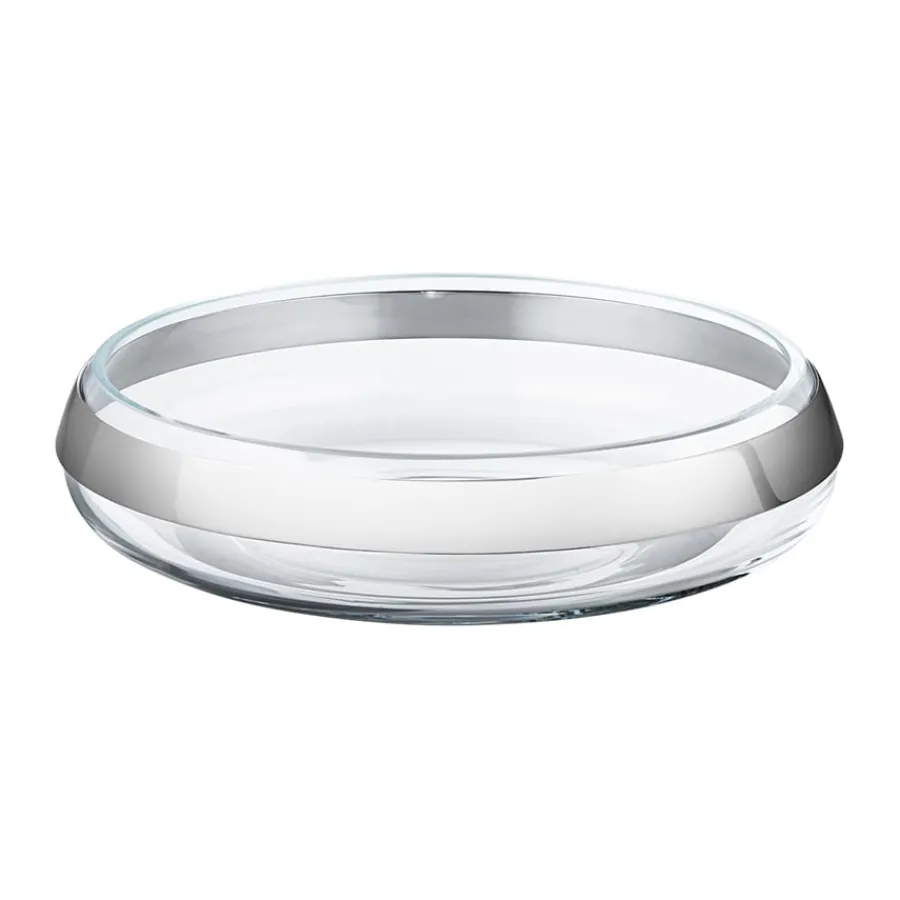 Dekor|Skåler>GEORG JENSEN DUO RUND SKÅL KRAVE RUSTRFRIT STÅL & GLAS MELLEM
