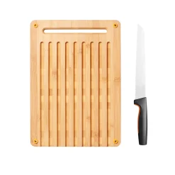 Skjærefjøler|Kniver>FISKARS Functional Form Skjærebrett Bambus med Brødkniv