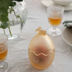 Skåler>HADELAND GLASSVERK Frostet Glassegg fra Hadeland