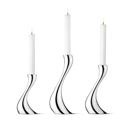 Dekor>GEORG JENSEN Cobra Lysestake 3pk Blankt Rustfritt stål