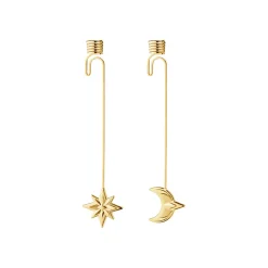 Lys>GEORG JENSEN Julepynt 2024 Lysholder Sett Måne & Stjerne 18kt Forgylt