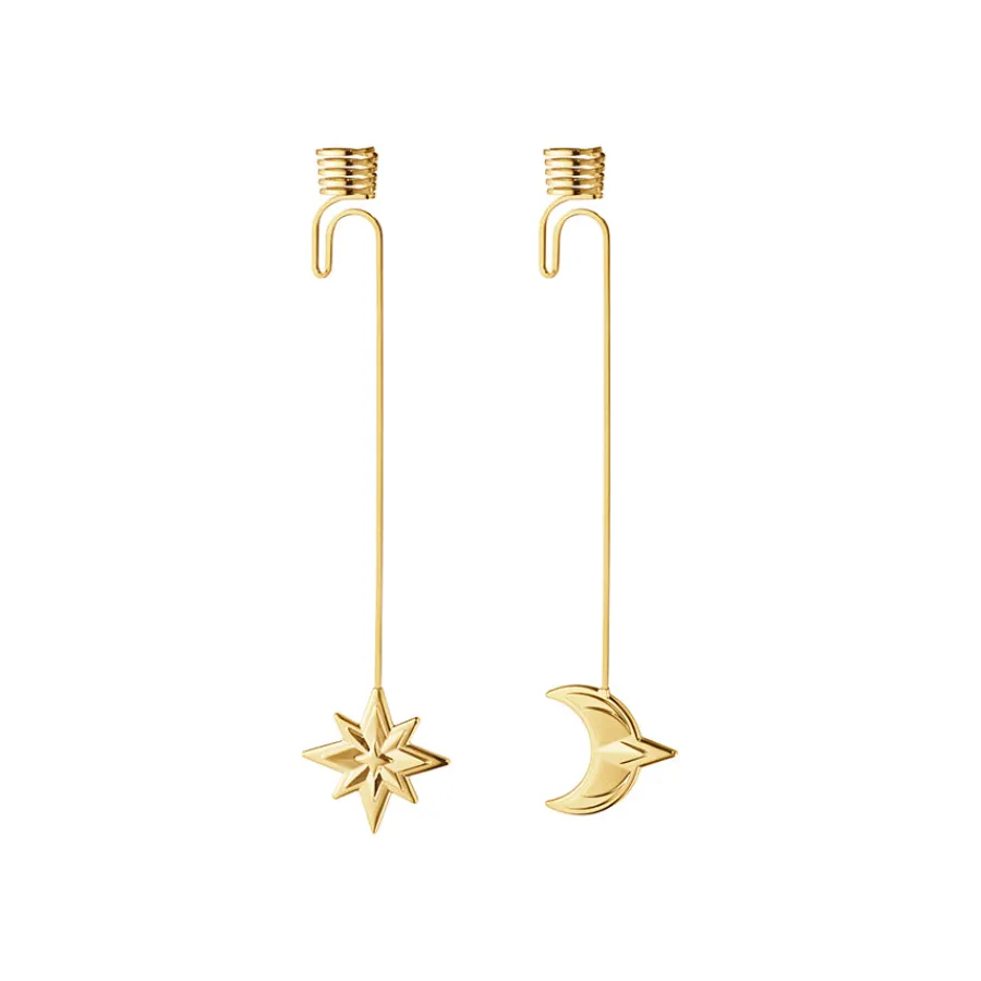 Lys>GEORG JENSEN Julepynt 2024 Lysholder Sett Måne & Stjerne 18kt Forgylt