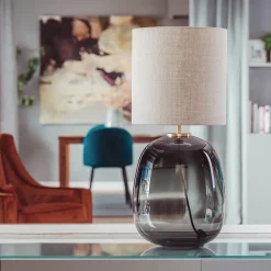 Bordlamper|Lamper Fra Hadeland Glassverk>HADELAND GLASSVERK Austra Bordlampe Røkgrå