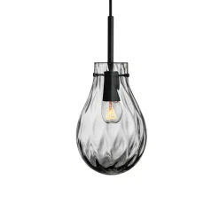 Taklamper|Lamper Fra Hadeland Glassverk>HADELAND GLASSVERK Dråpe Dobbeltoptikk Pendellampe Lys Røkgrå