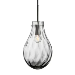 Taklamper|Lamper Fra Hadeland Glassverk>HADELAND GLASSVERK Dråpe Dobbeltoptikk Pendellampe Lys Røkgrå