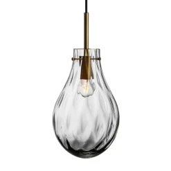 Taklamper|Lamper Fra Hadeland Glassverk>HADELAND GLASSVERK Dråpe Dobbeltoptikk Pendellampe Lys Røkgrå