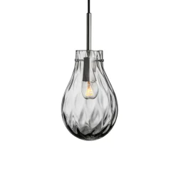 Taklamper|Lamper Fra Hadeland Glassverk>HADELAND GLASSVERK Dråpe Dobbeltoptikk Pendellampe Lys Røkgrå