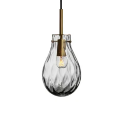 Taklamper|Lamper Fra Hadeland Glassverk>HADELAND GLASSVERK Dråpe Dobbeltoptikk Pendellampe Lys Røkgrå