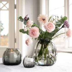 Dekor|Vaser>HADELAND GLASSVERK Ella Vase 140mm Røkgrå