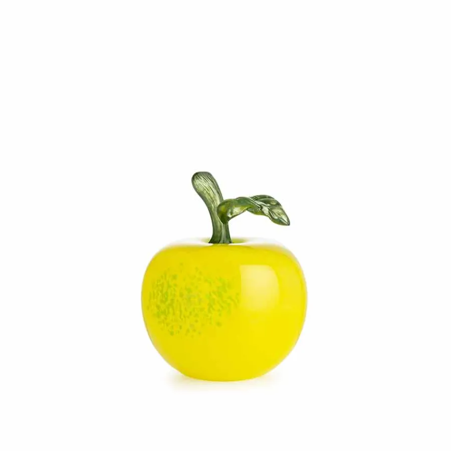 Dekor>HADELAND GLASSVERK Glassfrukt Glasseple Gul 11cm