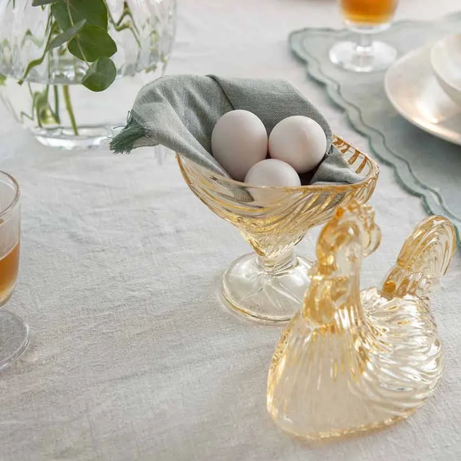 Skåler>HADELAND GLASSVERK Glasshane m/Lokk Gul 28cm