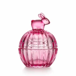 Skåler>HADELAND GLASSVERK Glasskål m/Lokk Hare Rosa 12,5cm