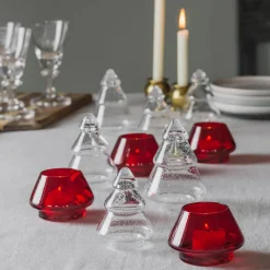 Lys>HADELAND GLASSVERK Gran Lyslykt Rød Optikk 2pk