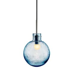 Taklamper|Lamper Fra Hadeland Glassverk>HADELAND GLASSVERK Krystallkule Taklampe Soda Stålblå