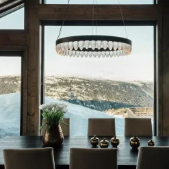 Taklamper|Lamper Fra Hadeland Glassverk>HADELAND GLASSVERK Krystallkongle Rund Taklampe 44 Kongler 80 cm