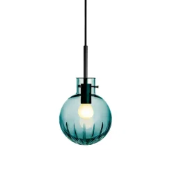 Taklamper|Lamper Fra Hadeland Glassverk>HADELAND GLASSVERK Krystallkule Taklampe Stor Stjerne Blågrønn