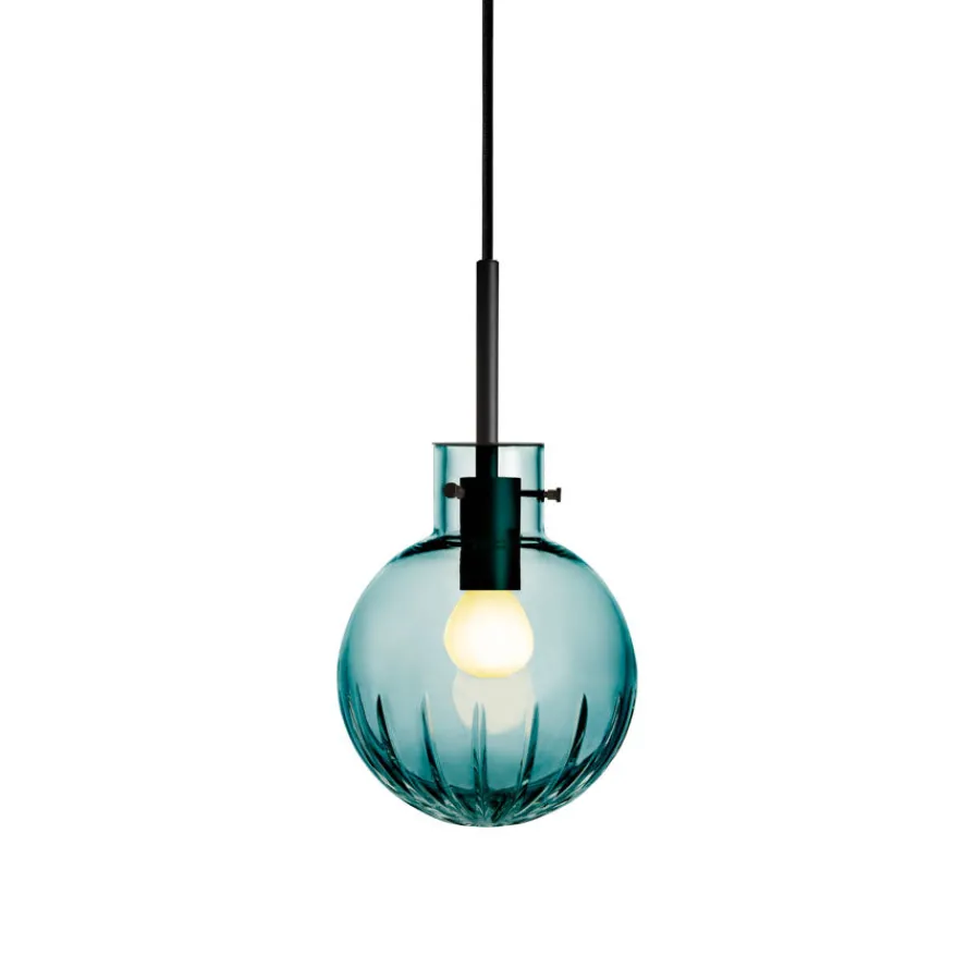Taklamper|Lamper Fra Hadeland Glassverk>HADELAND GLASSVERK Krystallkule Taklampe Stor Stjerne Blågrønn