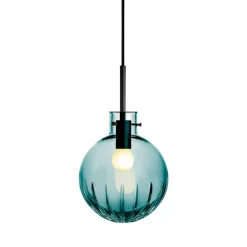 Taklamper|Lamper Fra Hadeland Glassverk>HADELAND GLASSVERK Krystallkule Taklampe Stor Stjerne Blågrønn