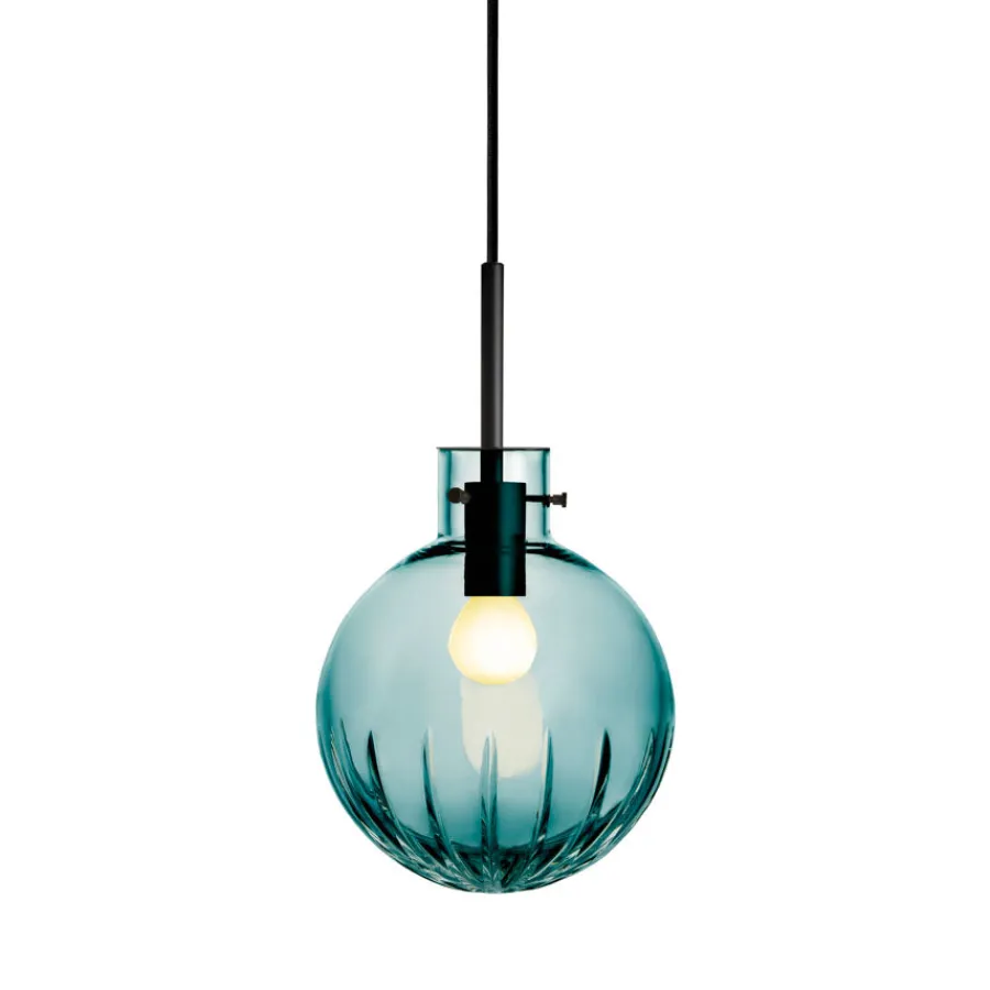 Taklamper|Lamper Fra Hadeland Glassverk>HADELAND GLASSVERK Krystallkule Taklampe Stor Stjerne Blågrønn