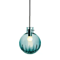 Taklamper|Lamper Fra Hadeland Glassverk>HADELAND GLASSVERK Krystallkule Taklampe Stor Stjerne Blågrønn