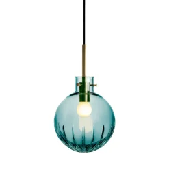 Taklamper|Lamper Fra Hadeland Glassverk>HADELAND GLASSVERK Krystallkule Taklampe Stor Stjerne Blågrønn