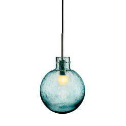Taklamper|Lamper Fra Hadeland Glassverk>HADELAND GLASSVERK Krystallkule Taklampe Soda Blågrønn