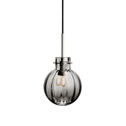 Taklamper|Lamper Fra Hadeland Glassverk>HADELAND GLASSVERK Krystallkule Taklampe Optikk Røkgrå