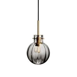 Taklamper|Lamper Fra Hadeland Glassverk>HADELAND GLASSVERK Krystallkule Taklampe Optikk Røkgrå