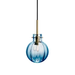Taklamper|Lamper Fra Hadeland Glassverk>HADELAND GLASSVERK Krystallkule Taklampe Optikk Stålblå