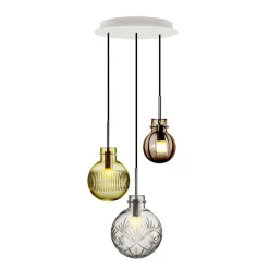 Taklamper|Lamper Fra Hadeland Glassverk>HADELAND GLASSVERK Rav Taklampe Krystallkule 3 stk