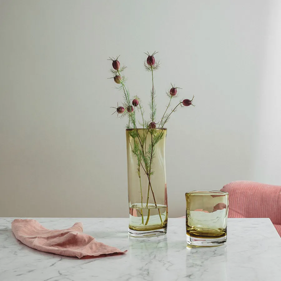 Dekor|Vaser>HADELAND GLASSVERK Sine Vase 29,5x11cm Oliven