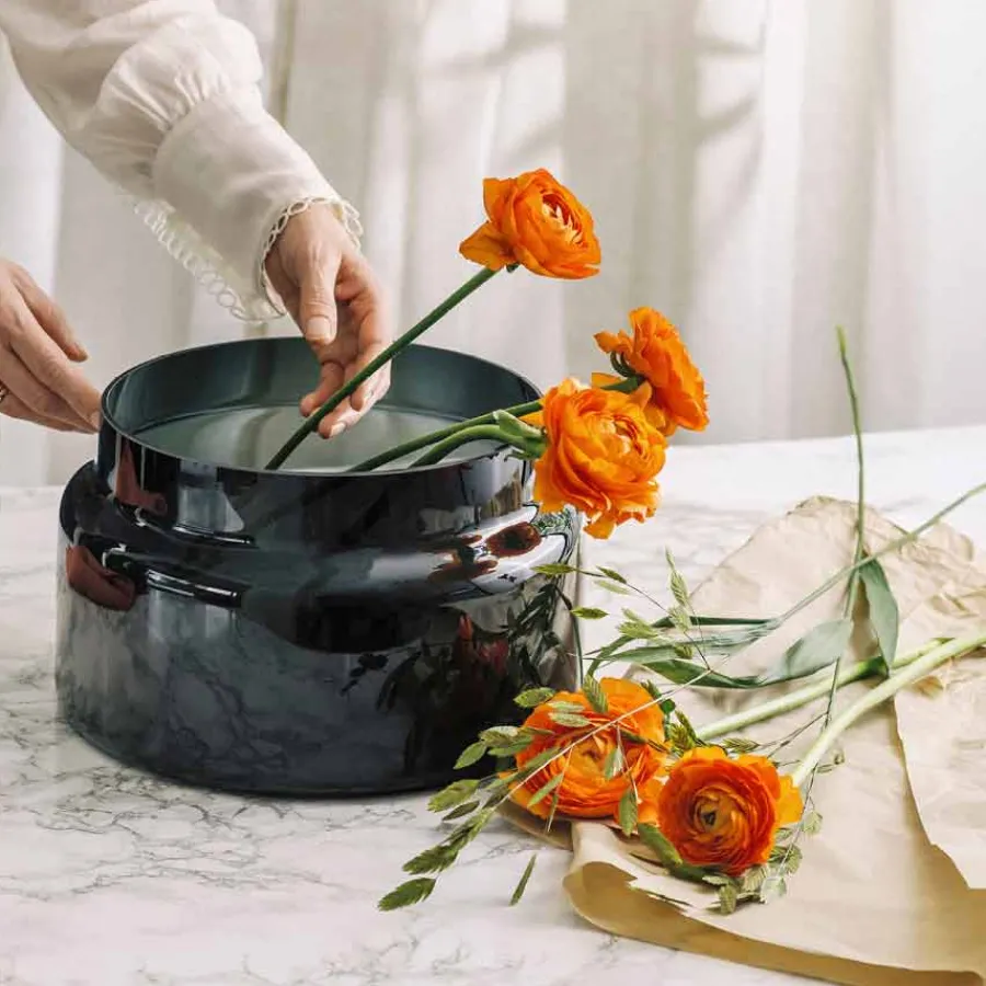 Dekor|Vaser>HADELAND GLASSVERK Tindre Vase/Lyslykt Røkgrå 17,8cm