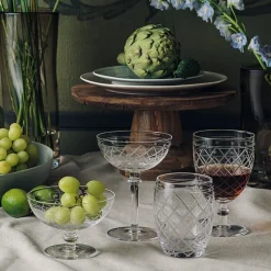 Skåler|Dessertskåler>HADELAND GLASSVERK Victoria Dessertskål Stett Ruteslip 25cl Klar