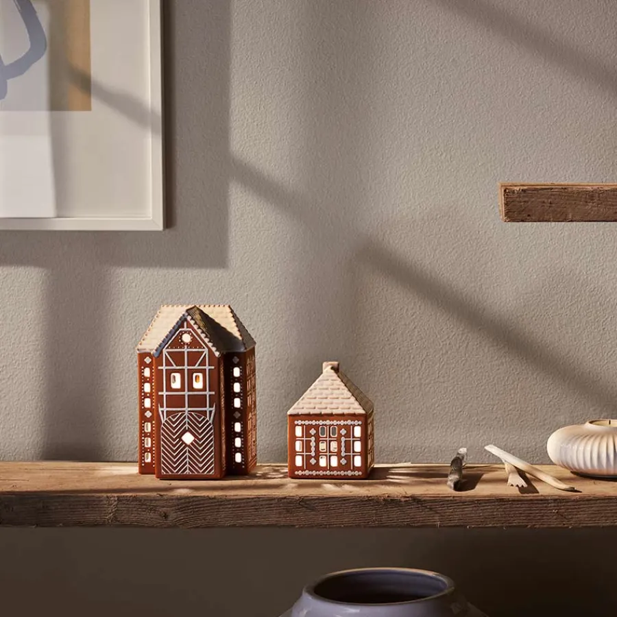 Lys>KÄHLER DESIGN Kähler Gingerbread Lyshus Liten Brun