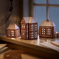 Lys>KÄHLER DESIGN Kähler Gingerbread Lyshus Medium Brun