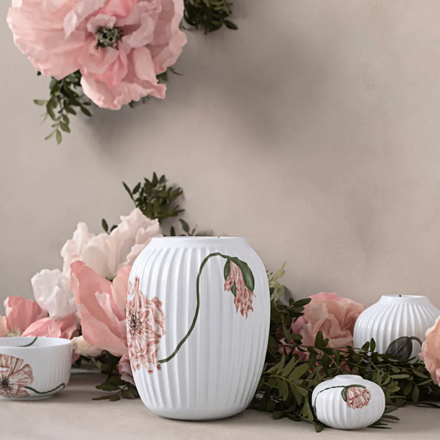 Lys>KÄHLER DESIGN Kähler Hammershøi Poppy Lysestake 7,5cm Hvit m/Dekor