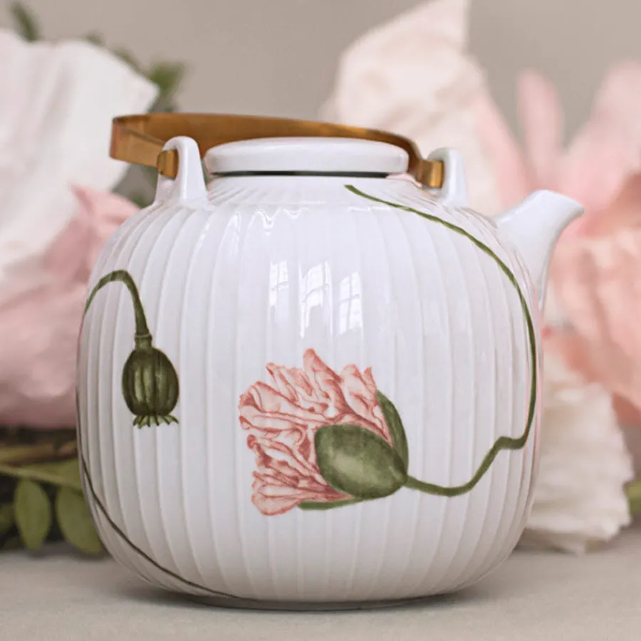 Kopper>KÄHLER DESIGN Kähler Hammershøi Poppy Tekanne 1,2L Hvit m/Dekor