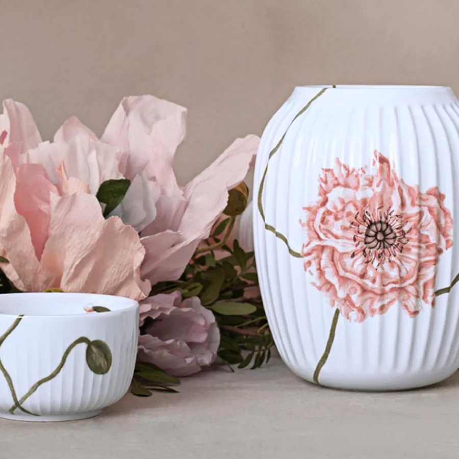 Dekor|Vaser>KÄHLER DESIGN Kähler Hammershøi Poppy Vase 21cm Hvit m/Dekor
