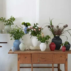 Dekor|Vaser>KNABSTRUP KERAMIK Vase 27cm Riflet Svart