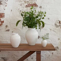 Dekor|Vaser>KNABSTRUP KERAMIK Knabstrup Vase 27cm Riflet Hvit