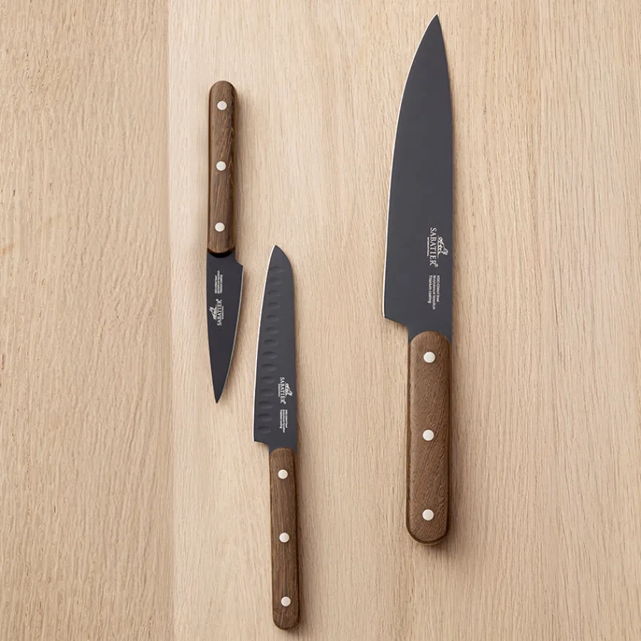 Kniver>LION SABATIER Phenix Knivsett 3 Deler Sort/Valnøtt