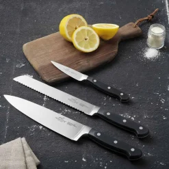 Kniver>SABATIER Lion Pluton Knivsett 3 kniver stål/sort