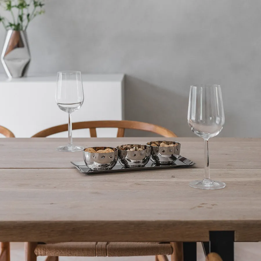Skåler>LØVE Løve Vinje Fat m/3 Skåler Rustfritt Stål 30cm Sølv