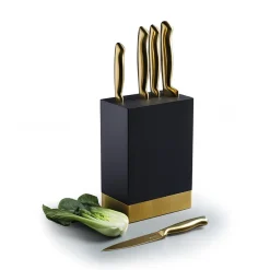 Kniver>Lifetime Brands Europe ltd Masterclass Knivblokk med 5 Kniver Sort & Gull