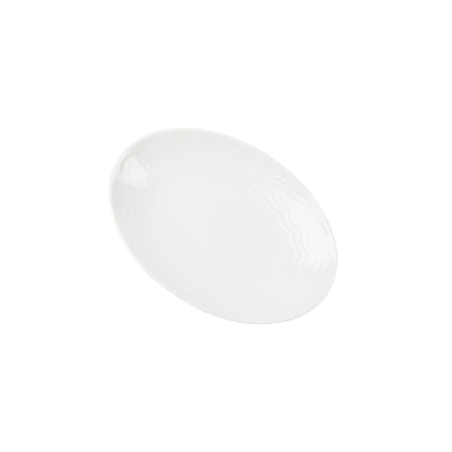 Fat|Asjetter>PORSGRUNDS PORSELÆNSFABRIK Porsgrunds Porselænsfabrik Bølge Hvitt Oval Asjett 19cm