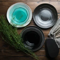 Asjetter>PORSGRUNDS PORSELÆNSFABRIK Porsgrunds Porselænsfabrik Natur Asjett 22cm Turkis Glass 4pk
