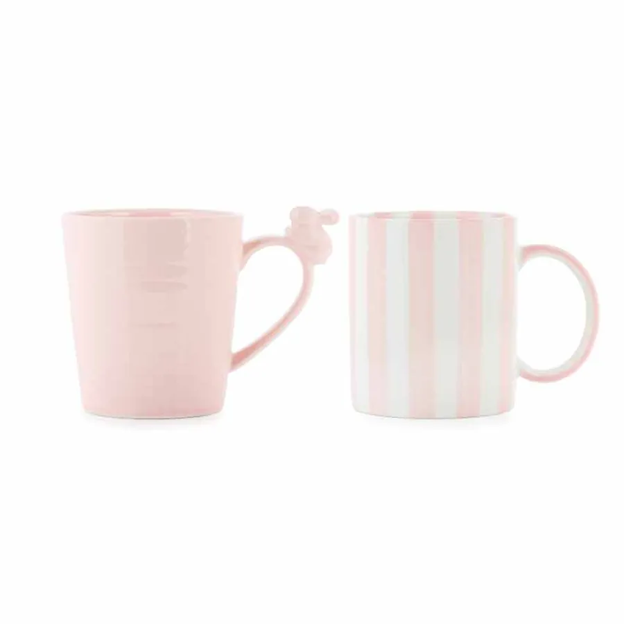 Krus>PORSGRUNDS PORSELÆNSFABRIK Porsgrunds Stripekopp 30cl Rosa 2pk