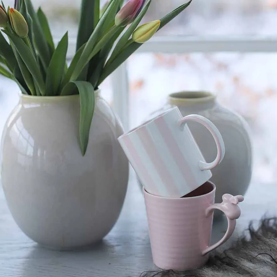 Krus>PORSGRUNDS PORSELÆNSFABRIK Porsgrunds Stripekopp 30cl Rosa 2pk