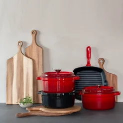 Støpejern>CHRISTIANIA 1739 Rød grillpanne i støpejern