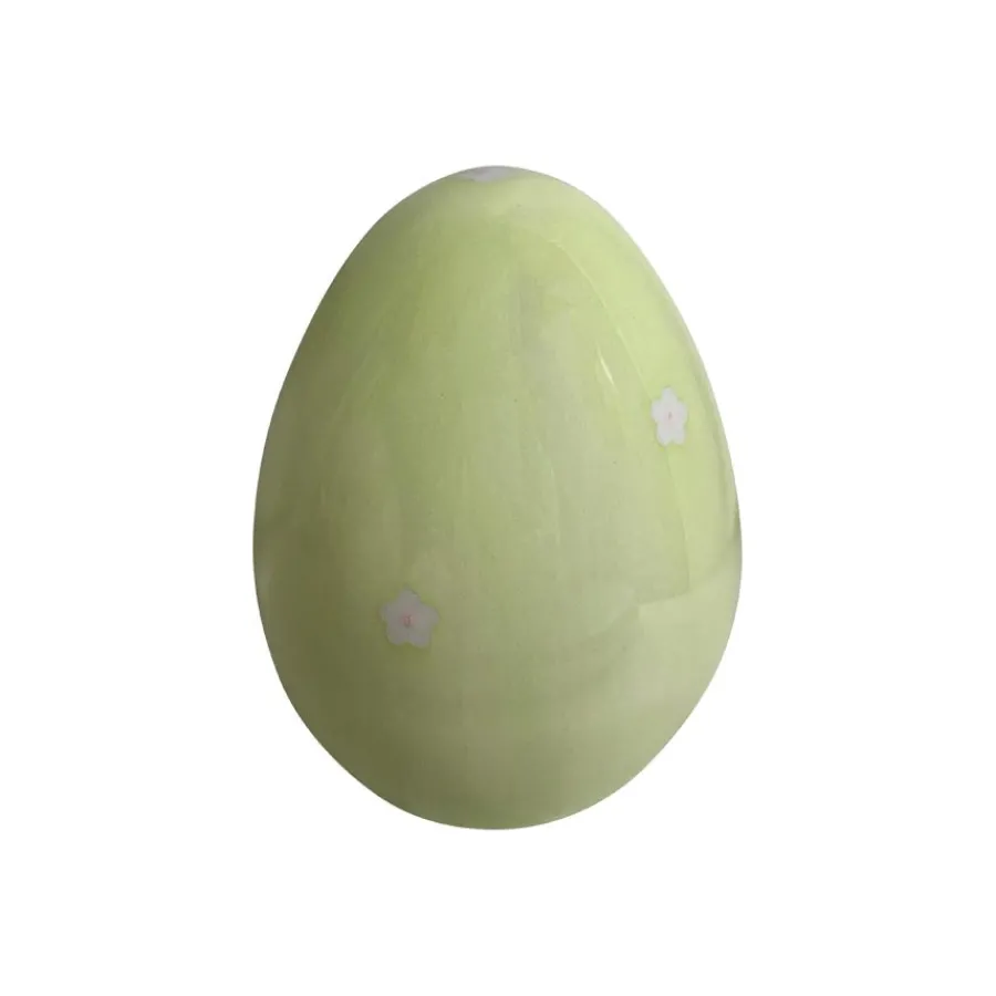 Dekor>SEASONS Easter Collection Egg m/Blomster 12,5cm Grønn
